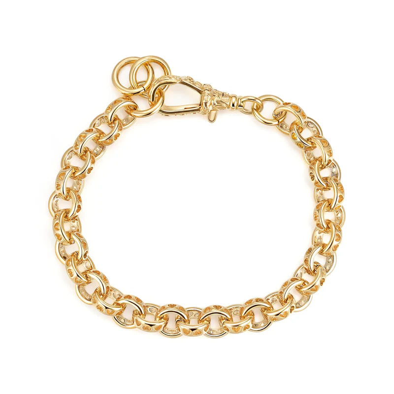 10mm Gold Heart Hollow Link Bracelet