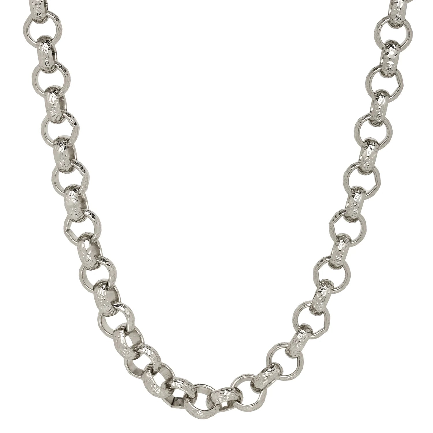 12MM SILVER DIAMOND PATTERNED BELCHER CHAIN
