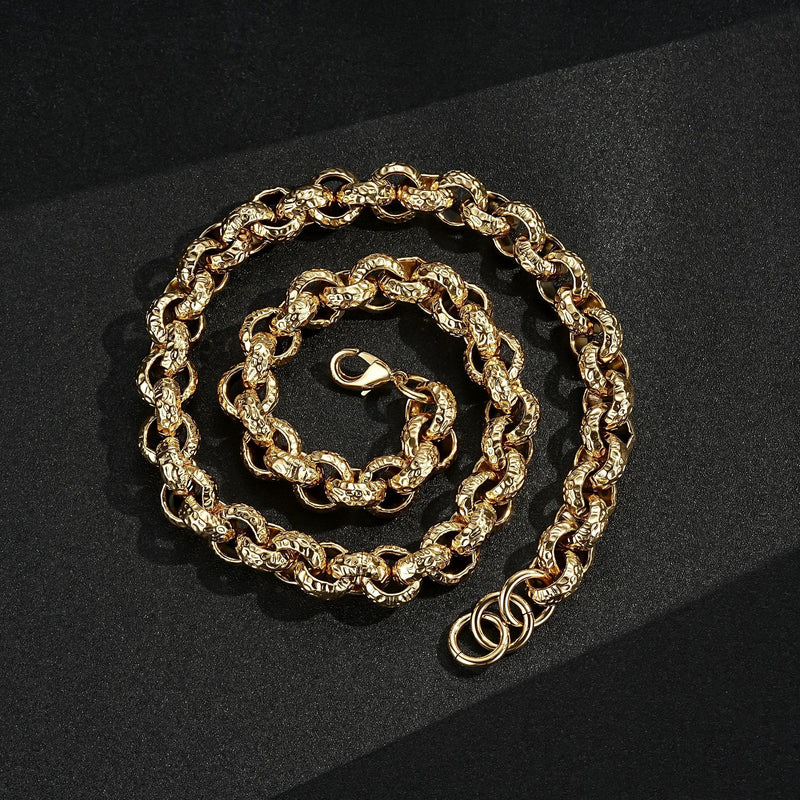 15mm 9ct Gold Filled Patterned Belcher Chain
