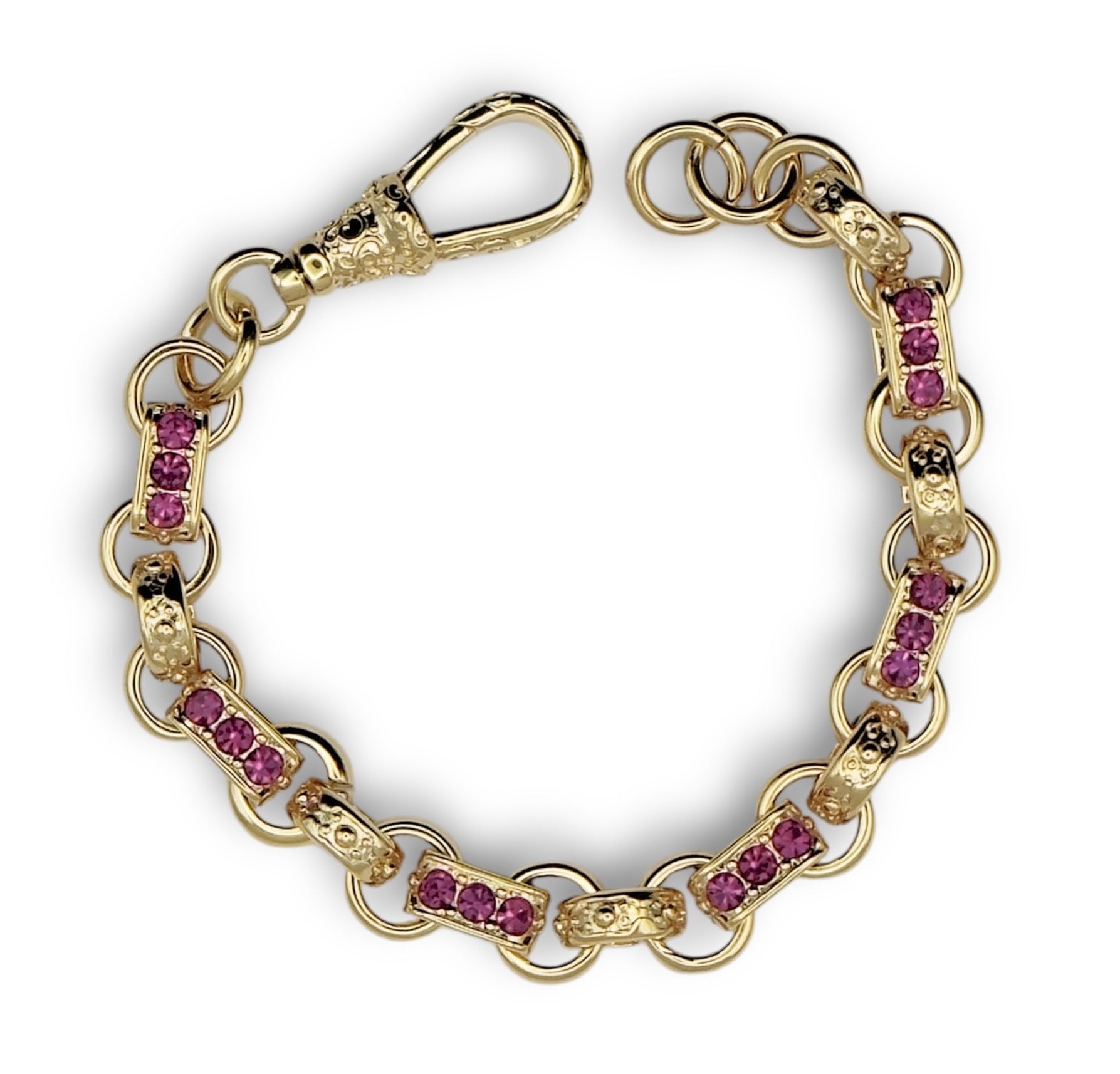 Children’s Gypsy link Belcher bracelet with purple stones