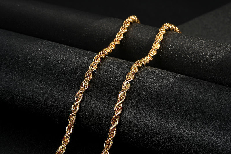 5MM GOLD ROPE CHAIN NECKLACE CLASSIC