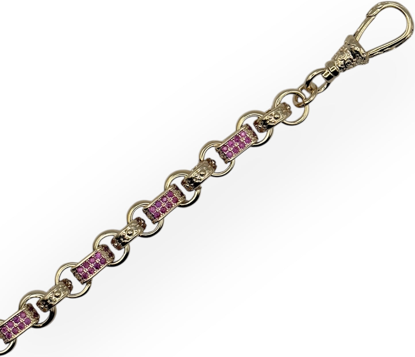 Children’s Gypsy link belcher bracelet with Pink stones