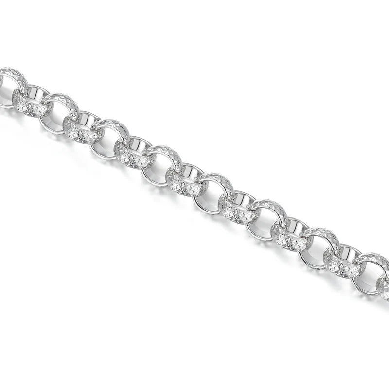 8MM SILVER DIAMOND CUT PATTERN BELCHER CHAIN