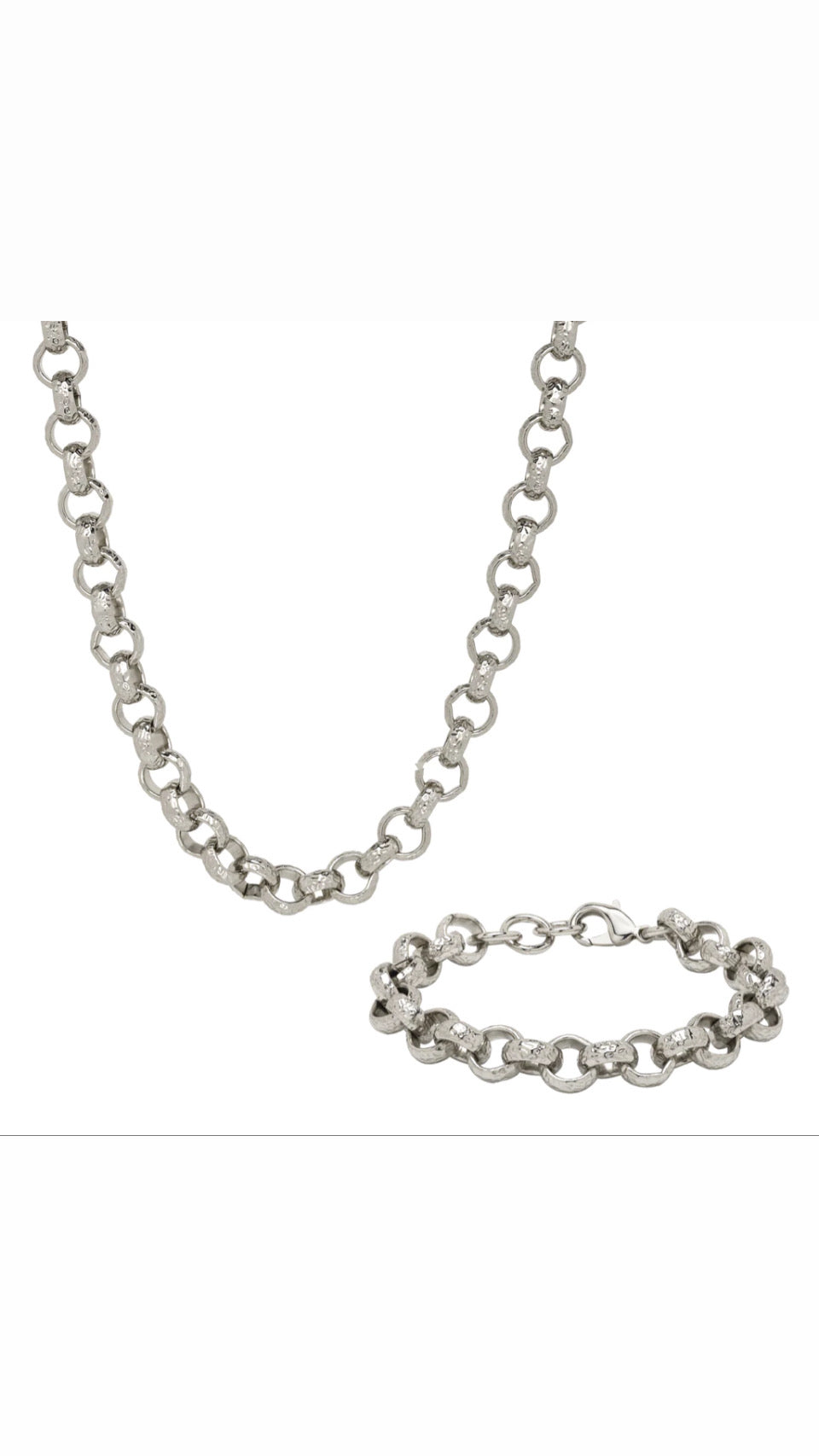 12MM SILVER DIAMOND CUT PATTERNED BELCHER SET