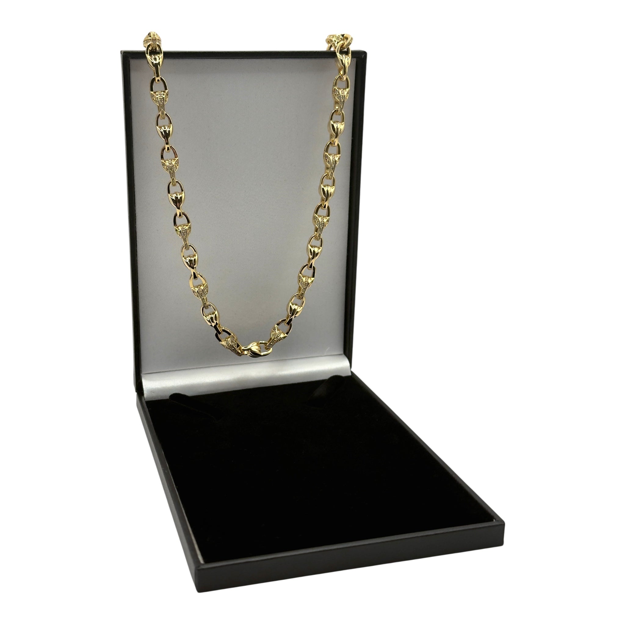 GOLD 3D TULIP NECKLACE WITH STONES