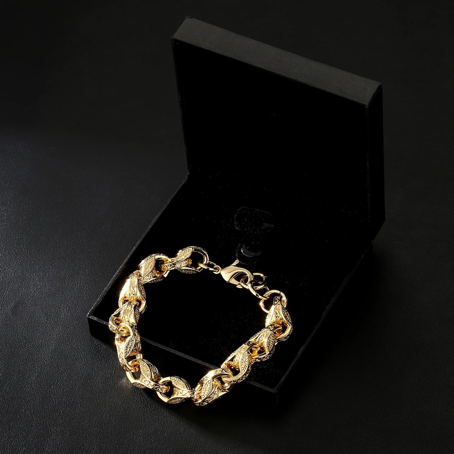 GOLD XL 12MM 3D TULIP BRACELET