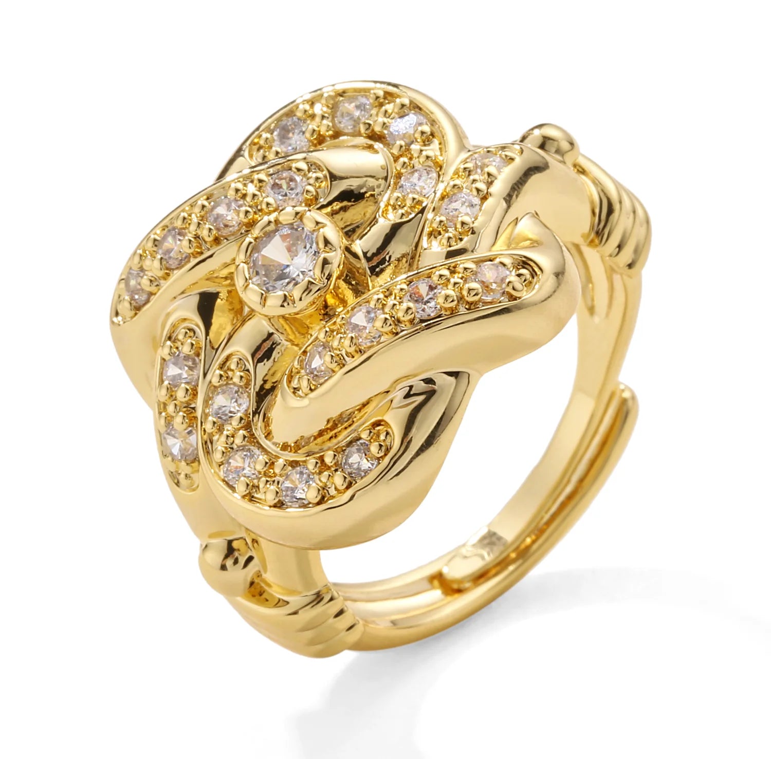 GOLD KNOT RING WITH STONES