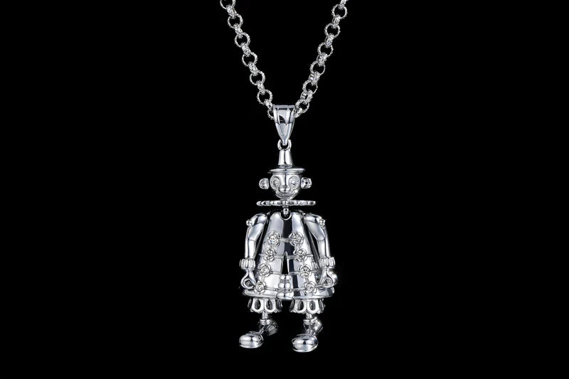 NEW SILVER LARGE CLOWN PENDANT – 24 INCH 4MM BELCHER CHAIN