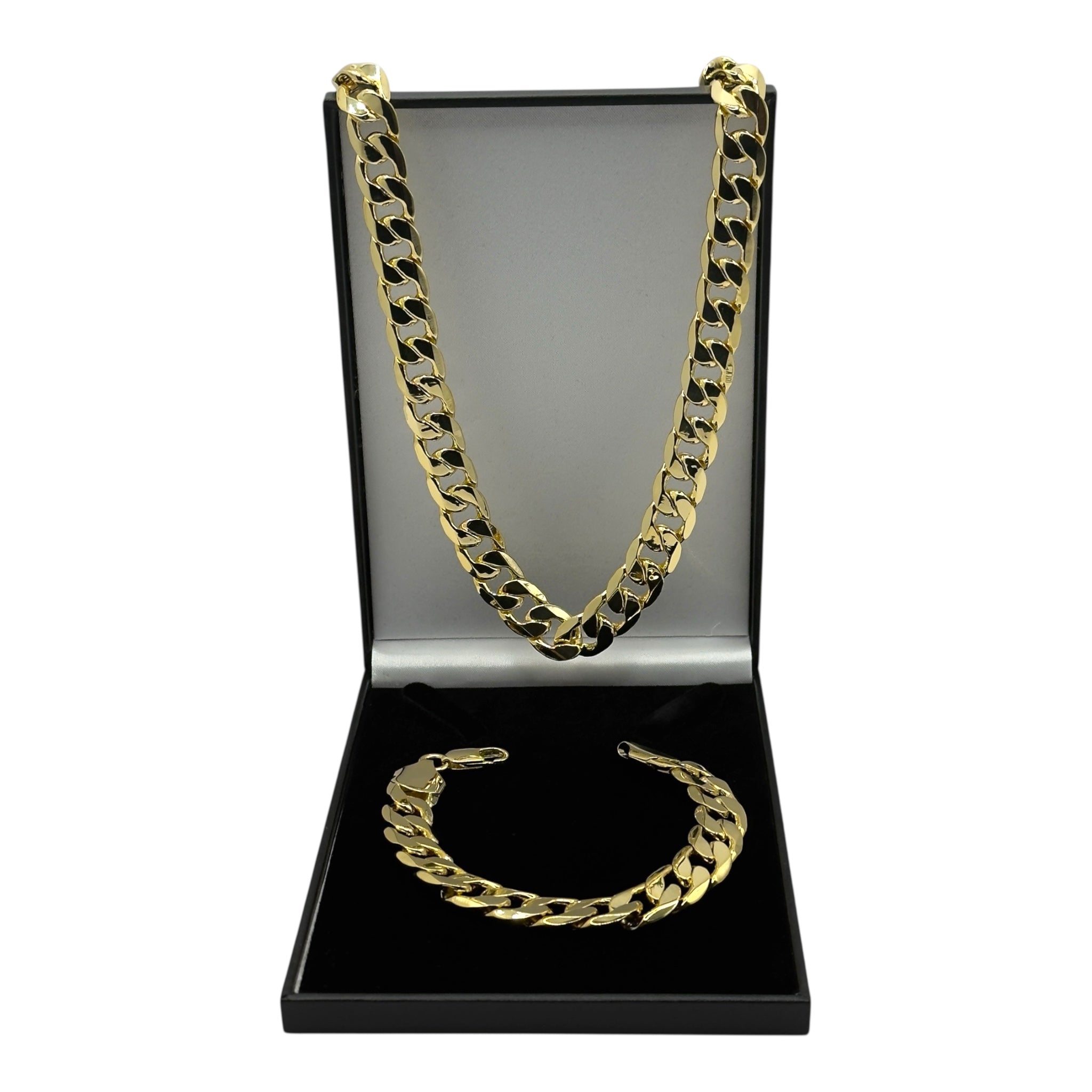 12MM Classic Gold Cuban Curb Set