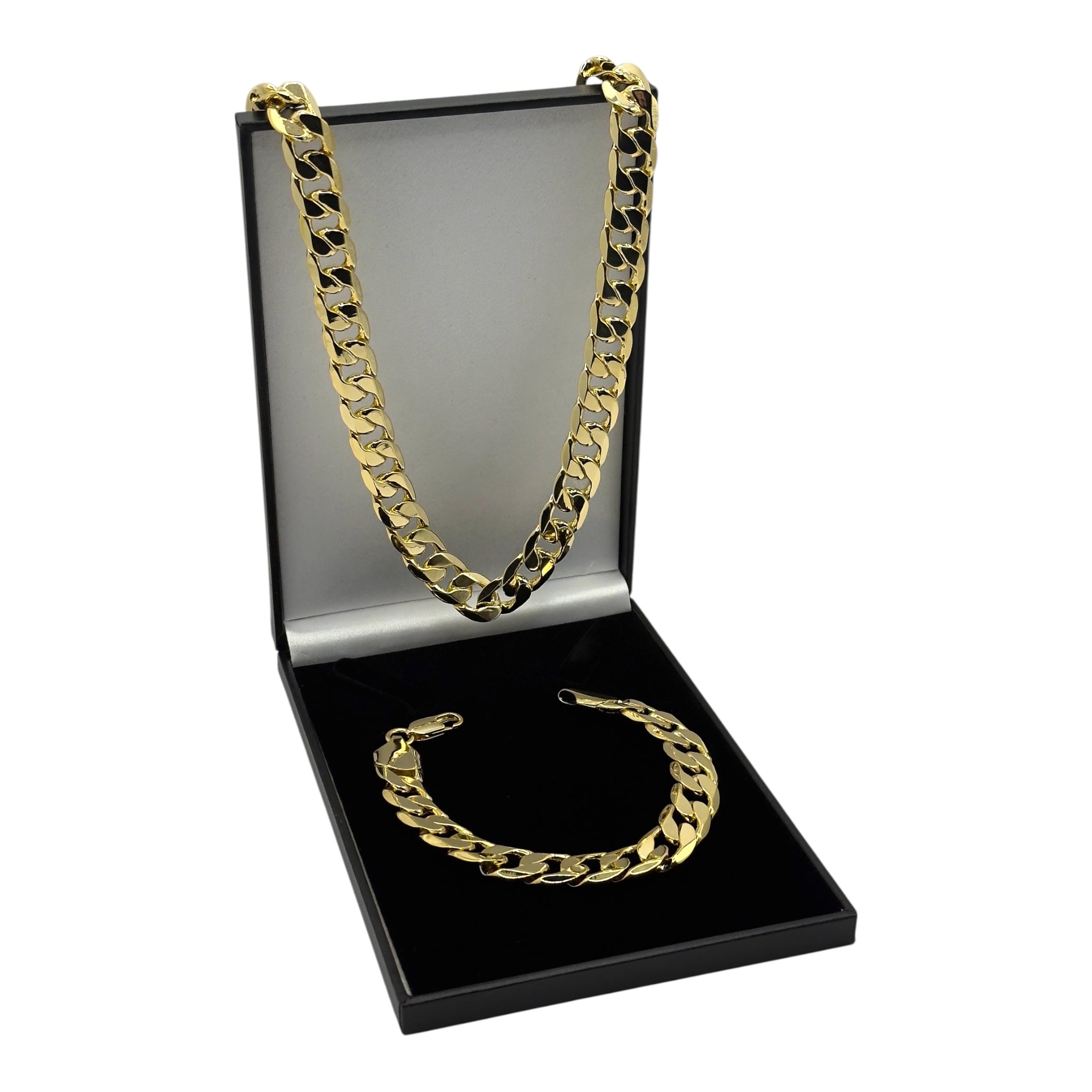 12MM Classic Gold Cuban Curb Set