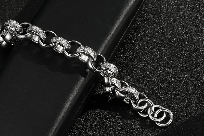 New 15mm Silver-Filled Ornate Belcher Bracelet