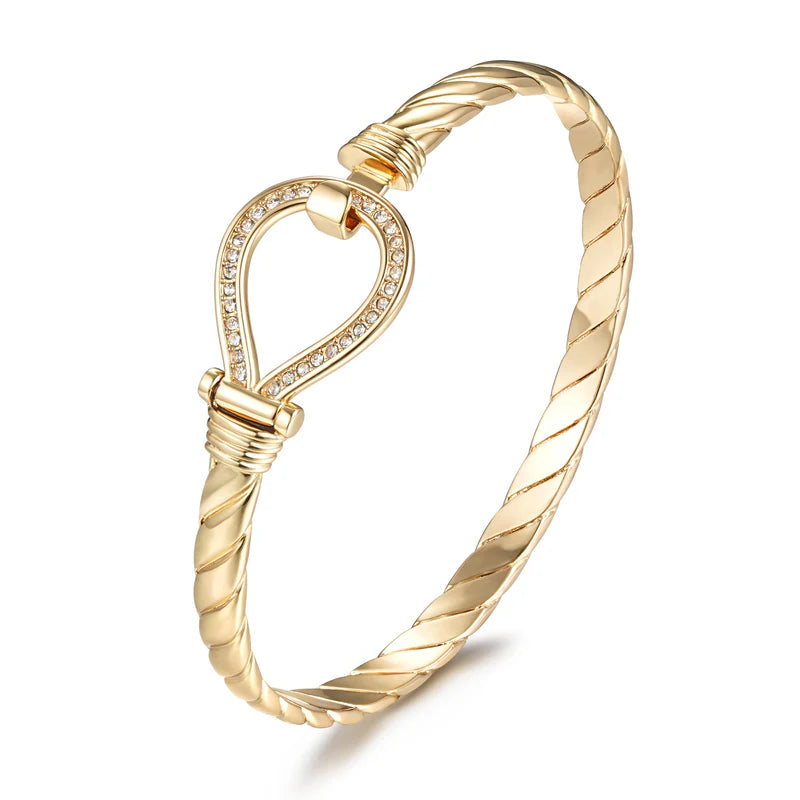 New 6mm 9ct Gold Filled Bonded Closed Loop Bangle with Stones