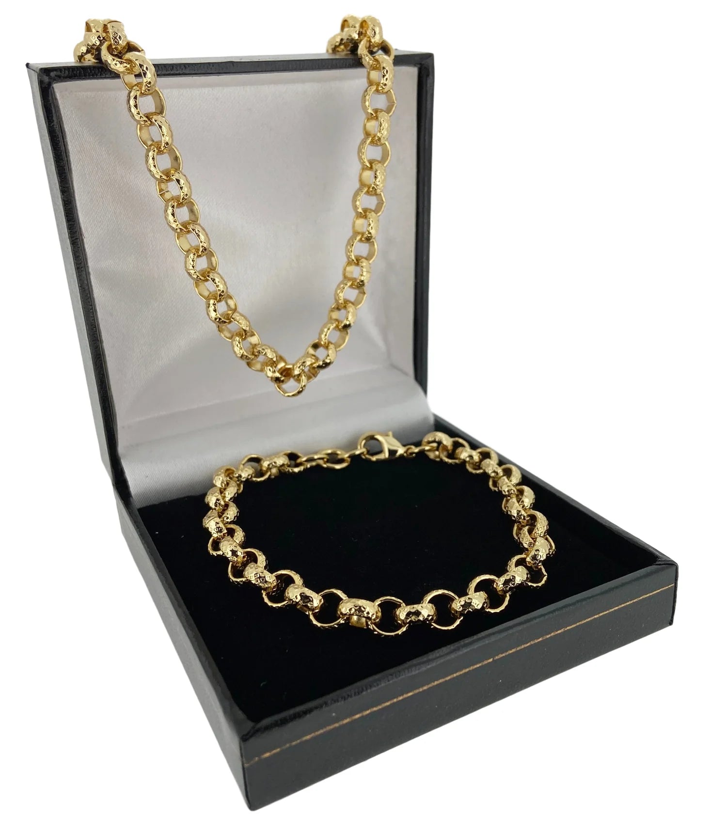 KIDS 8MM GOLD DIAMOND CUT PATTERNED BELCHER SET