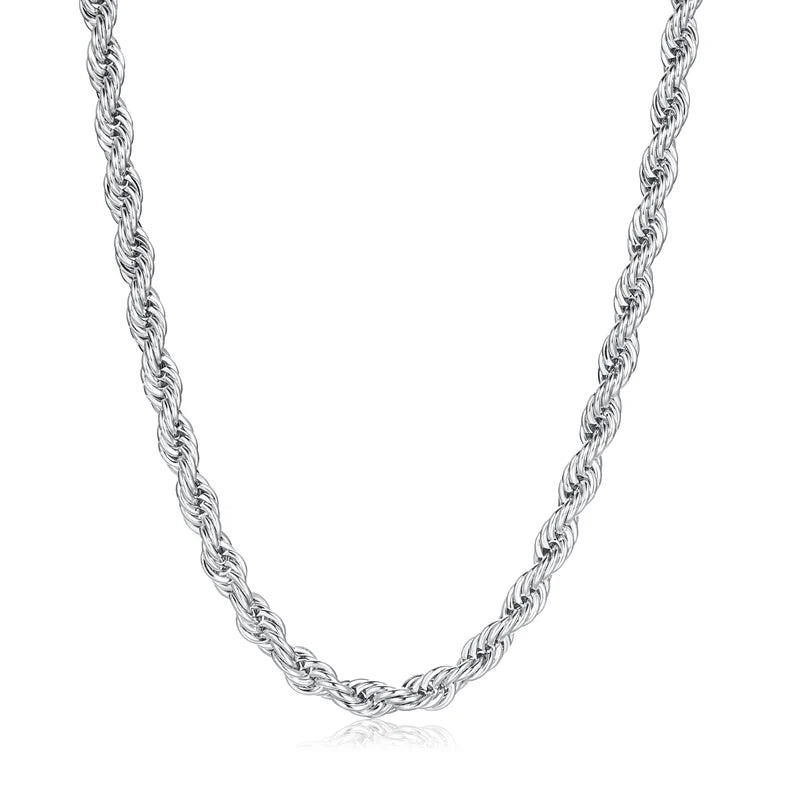 PREMIUM 8MM SILVER ROPE CHAIN NECKLACE