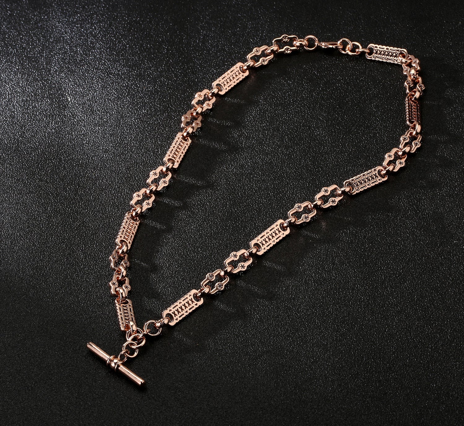 LUXURY ROSE GOLD STARS AND BARS T-BAR BRACELET AND CHAIN SET