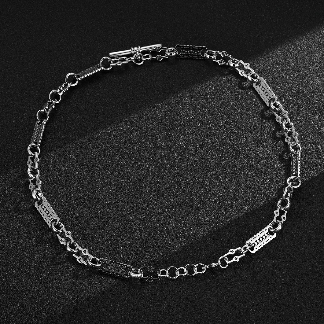 SILVER GOLD STARS AND BARS NECKLACE WITH T-BAR 20 INCH