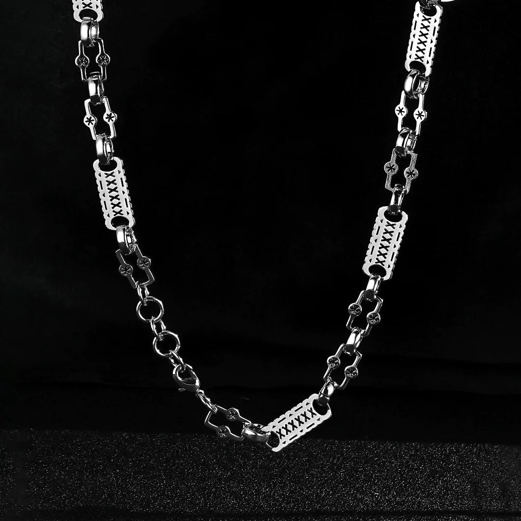 SILVER GOLD STARS AND BARS NECKLACE WITH T-BAR 20 INCH