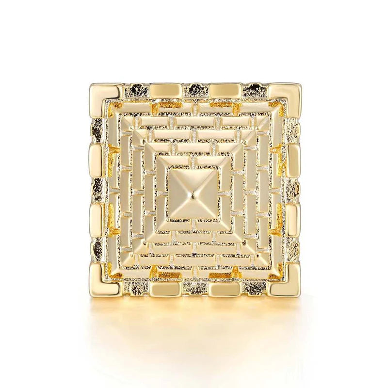 XXL HEAVY GOLD PYRAMID CASTLE RING