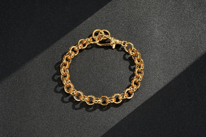 10mm Gold Heart Hollow Link Bracelet