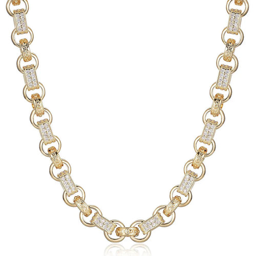 GOLD 10MM GYPSY LINK BELCHER CHAIN WITH ALBERT CLASP