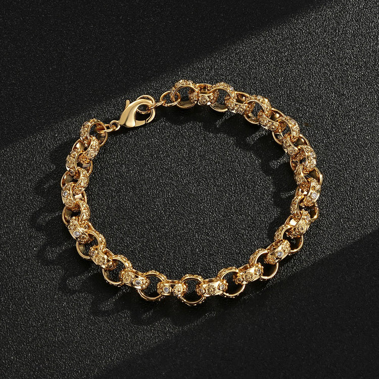 22K Multi Tone Gold Bracelet W/ CZ Gems, Wheel Spoke Design & Drawstri –  Virani Jewelers