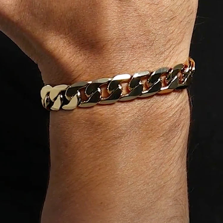 GOLD FILLED 12MM CLASSIC CUBAN CURB BRACELET