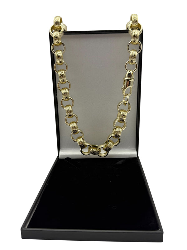 14MM GOLD FILLED ORNATE PATTERNED BELCHER CHAIN – FULLY WELDED