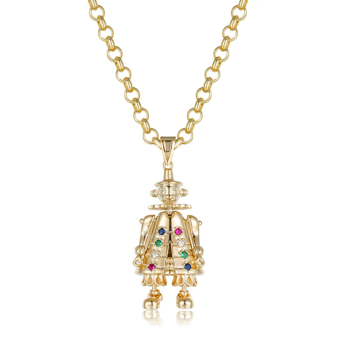 GOLD FILLED CLOWN PENDANT WITH BELCHER CHAIN