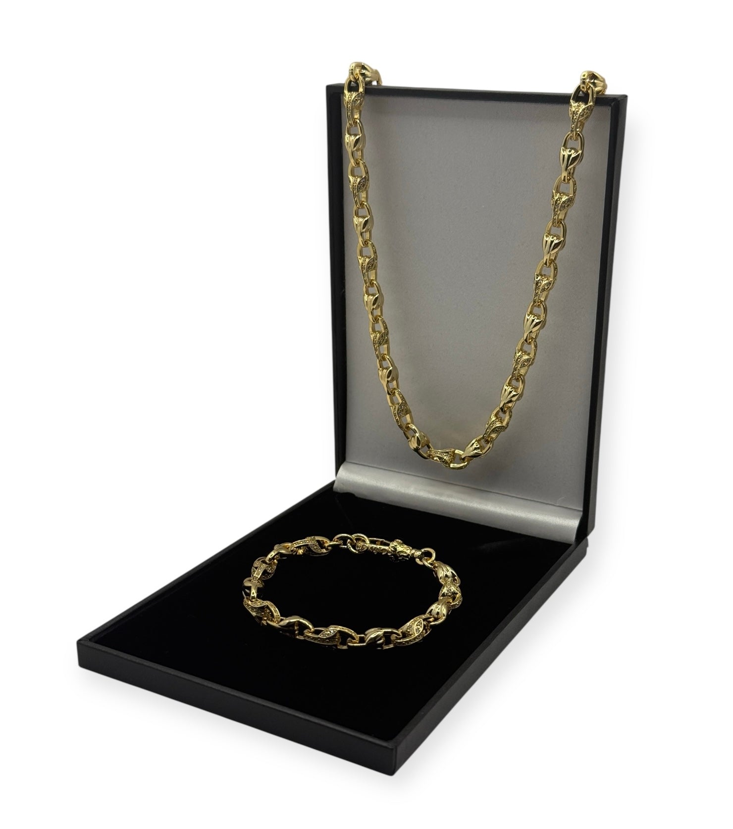 CHILDREN’S LUXURY GOLD 3D TULIP SET WITH STONES AND ALBERT CLASP