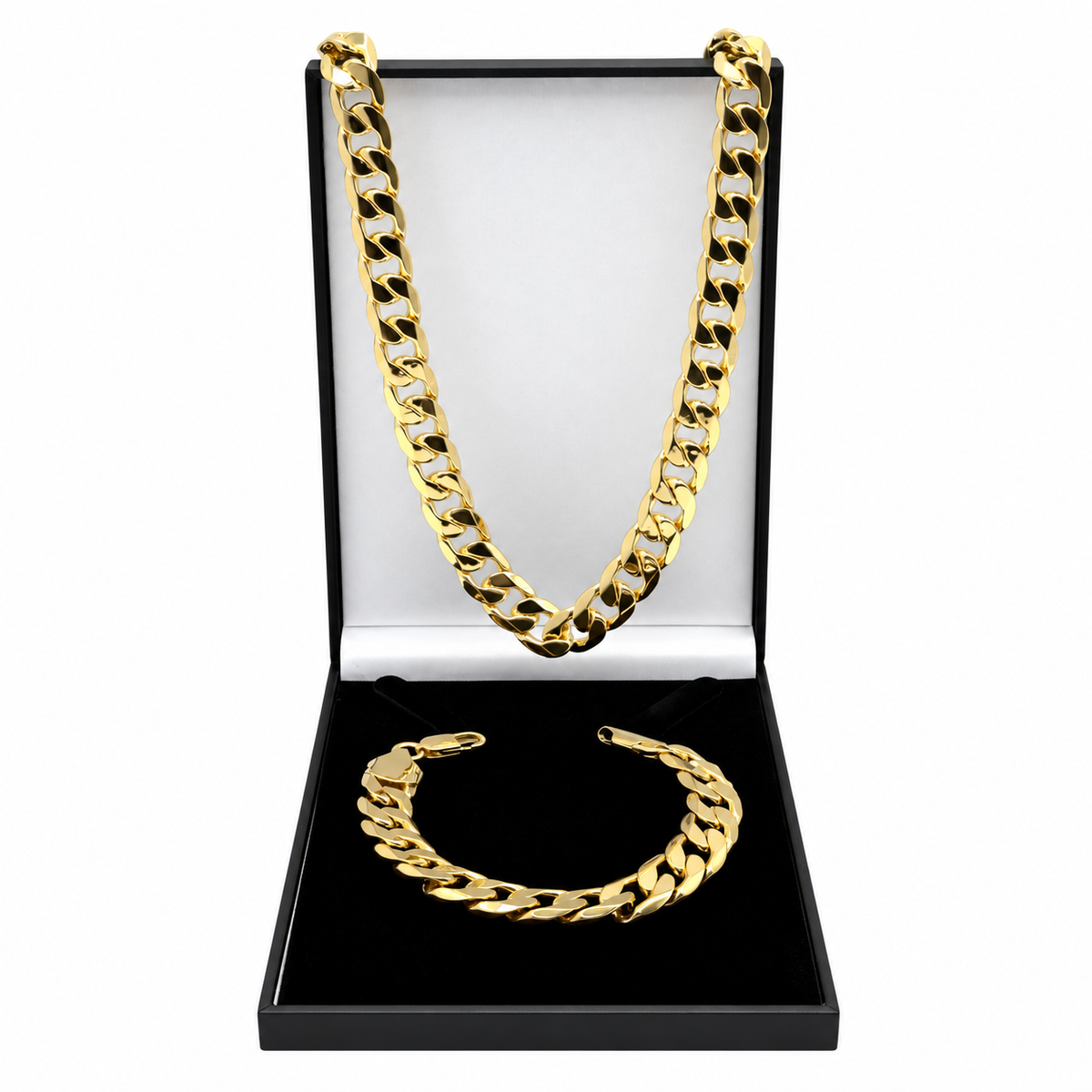 GOLD FILLED 12MM CLASSIC CUBAN CURB SET