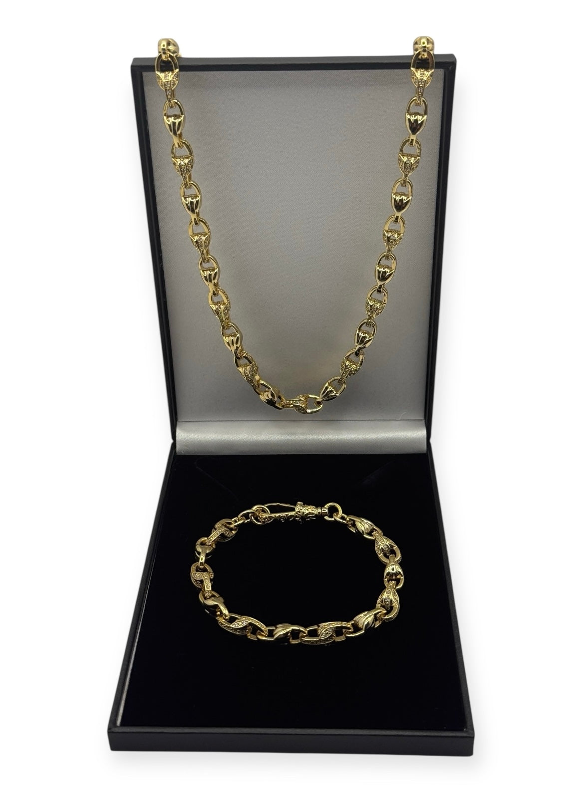 CHILDREN’S LUXURY GOLD 3D TULIP SET WITH STONES AND ALBERT CLASP