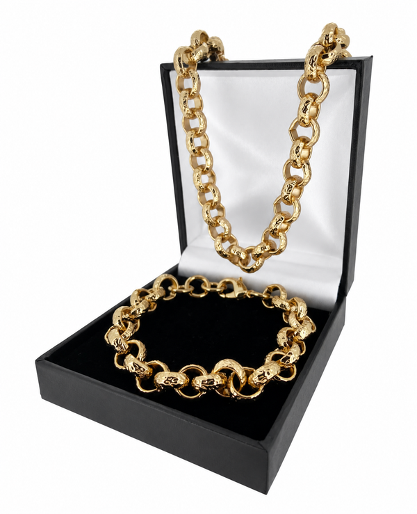 GOLD FILLED 12MM DIAMOND CUT BELCHER SET