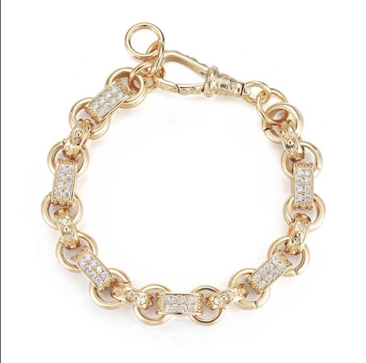 10MM CLEAR STONE GYPSY LINK BELCHER SET – NECKLACE & BRACELET