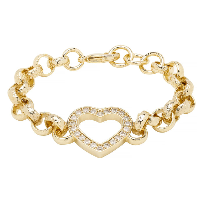 GOLD FILLED CHILDREN'S OPEN HEART BELCHER BRACELET WITH STONES