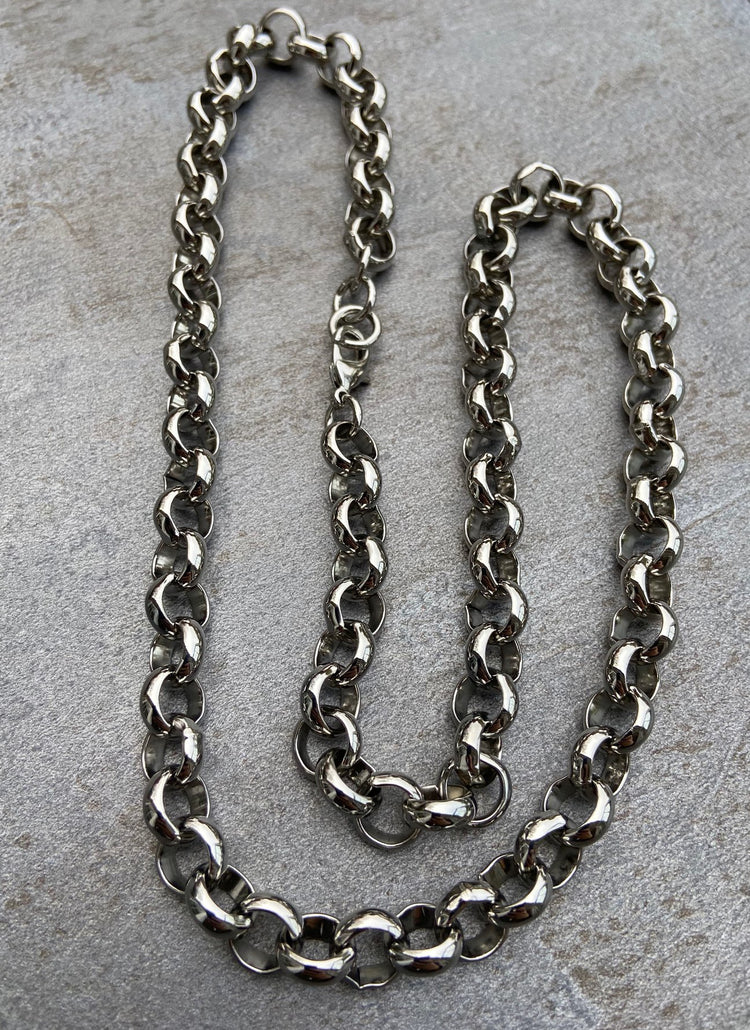 30 Inch Sterling Silver Men's Heavy Patterned Belcher Chain – 79.1g, 10.5mm Links, UK Hallmarked