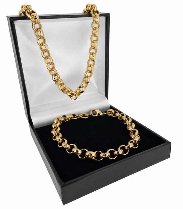 GOLD FILLED 8MM DIAMOND CUT BELCHER SET
