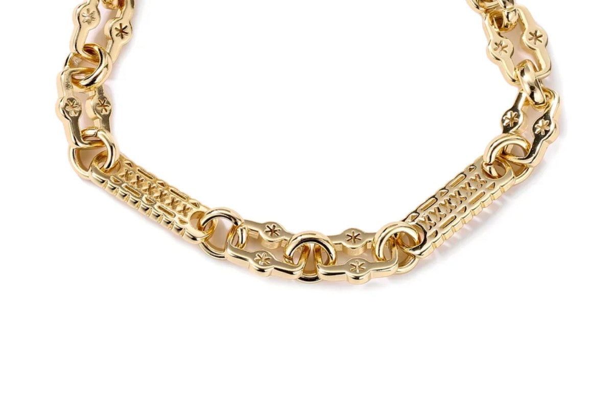 GOLD FILLED STARS & BARS T-BAR NECKLACE