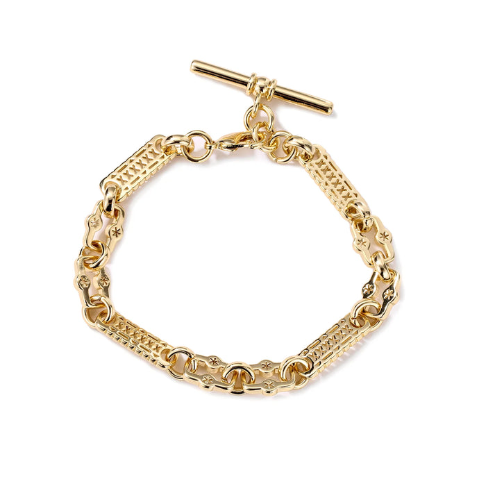 GOLD FILLED STARS & BARS T-BAR BRACELET