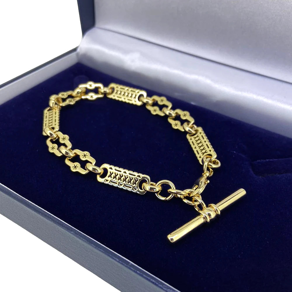 GOLD FILLED STARS & BARS T-BAR BRACELET