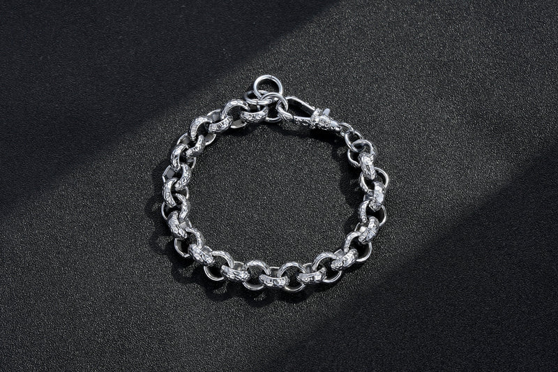 NEW 12MM DIAMOND-PATTERNED BELCHER BRACELET WITH ALBERT CLASP – PREMIUM SILVER-FILLED