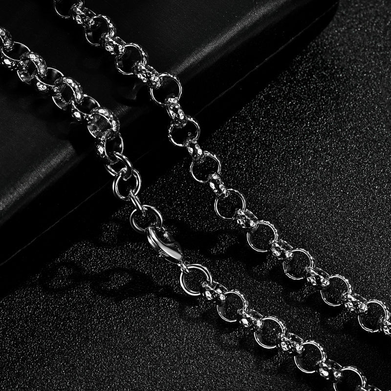 KIDS 8MM SILVER DIAMOND CUT PATTERN BELCHER CHAIN