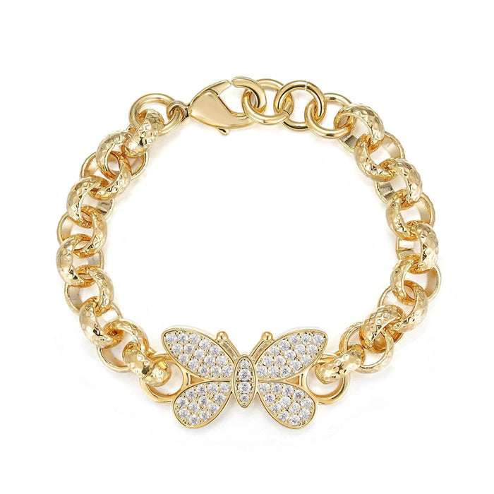 GOLD FILLED CHILDREN'S BUTTERFLY BELCHER BRACELET WITH STONES