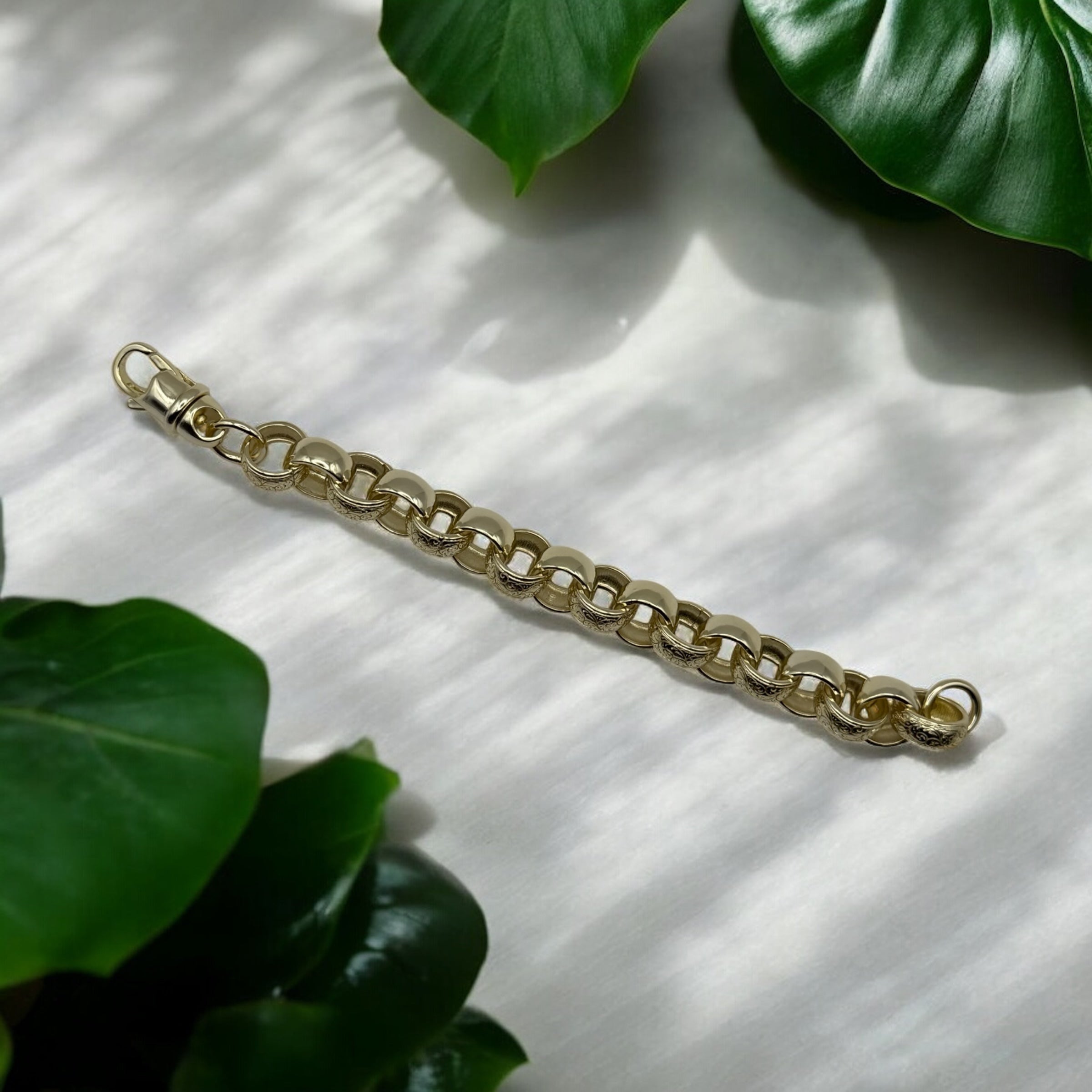 14mm Gold Filled fully welded Ornate patterned  Belcher Bracelet