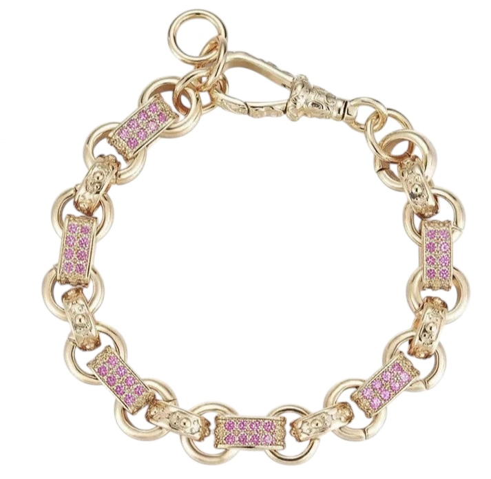 10MM PINK GYPSY LINK BELCHER SET – NECKLACE & BRACELET