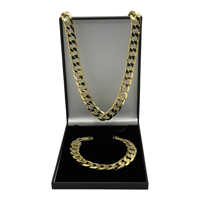 GOLD FILLED 12MM CLASSIC CUBAN CURB SET