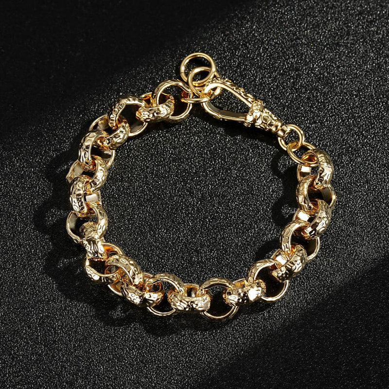 GOLD FILLED 12MM DIAMOND PATTERNED BELCHER BRACELET