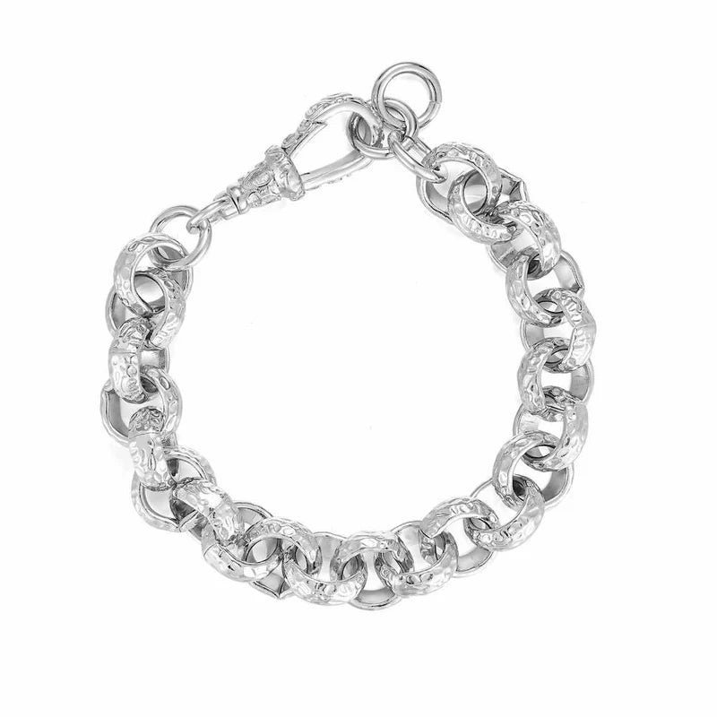 SILVER FILLED 12MM DIAMOND PATTERNED BELCHER BRACELET