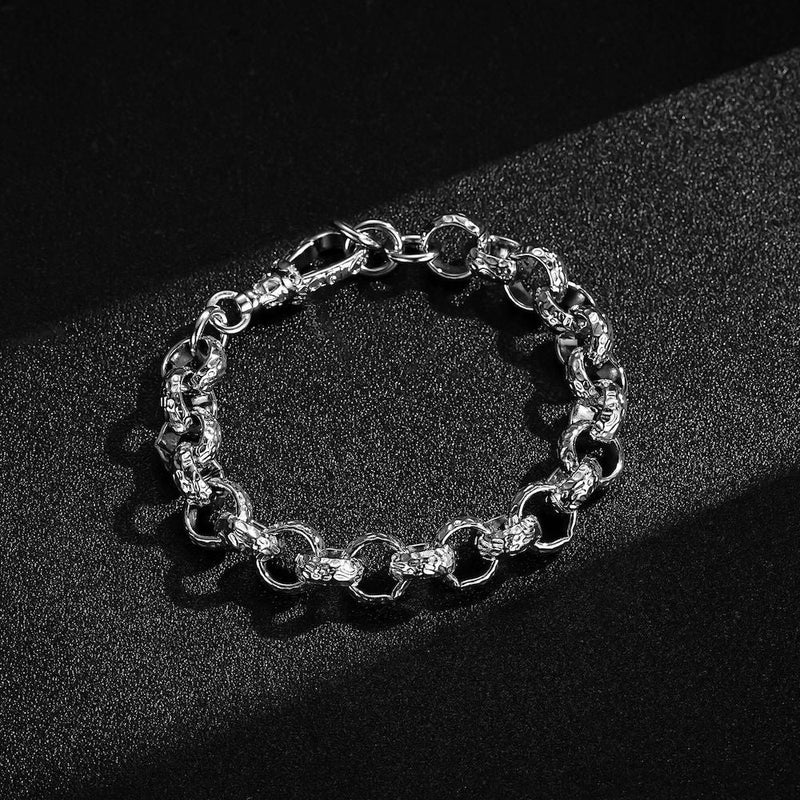 SILVER FILLED 12MM DIAMOND PATTERNED BELCHER BRACELET