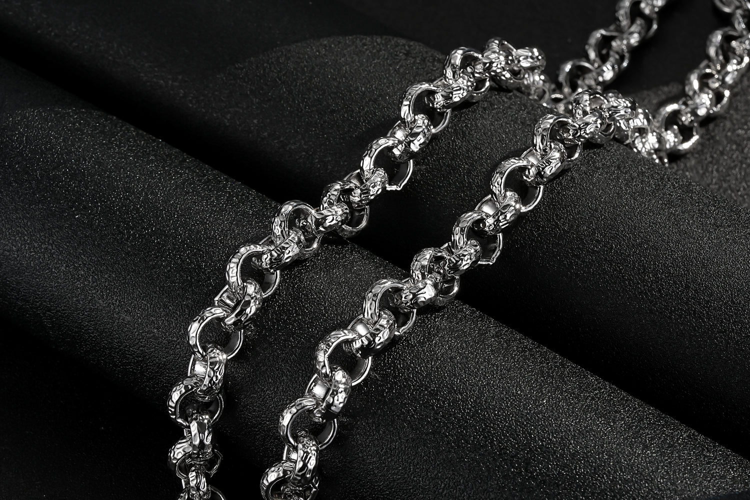 12MM SILVER DIAMOND PATTERNED BELCHER CHAIN