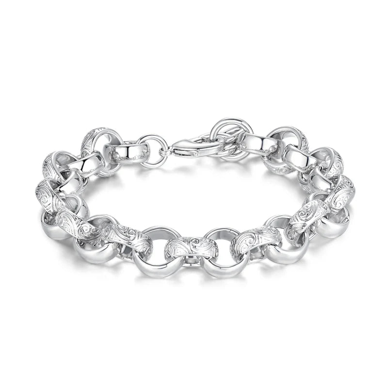 New 15mm Silver-Filled Ornate Belcher Bracelet